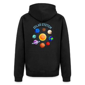 Planets Solar System Sun Earth Mars Astronaut - Unisex Premium Organic Zip Hoodie - black - Back - Nico (187cm)