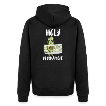 Holy Blockamole Volleyball Block Sport - Unisex Premium Bio Zip Hoodie - Schwarz - Hinten - Nico (187cm)