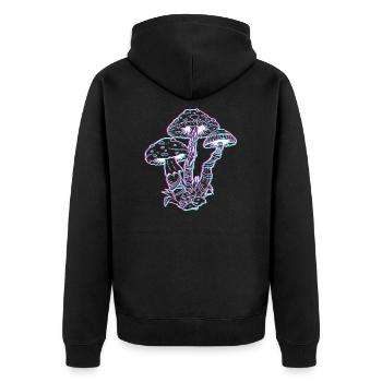 Drugs Mushrooms Party LSD Acid - Unisex Premium Organic Zip Hoodie - black - Back - Nico (187cm)