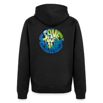 Save our Planet Environment Climate Protection - Unisex Premium Organic Zip Hoodie - black - Back - Nico (187cm)