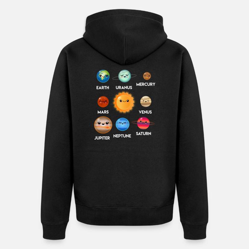 Planètes système solaire - Veste à capuche bio Premium Unisexe - noir