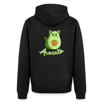 Veganer Katze Katzenbesitzer Kater Avocato - Unisex Premium Bio Zip Hoodie - Schwarz - Hinten - Nico (187cm)