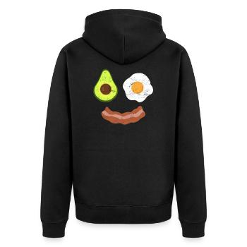Brunch Breakfast Bacon Egg Avocado Fried Egg - Unisex Premium Organic Zip Hoodie - black - Back - Nico (187cm)