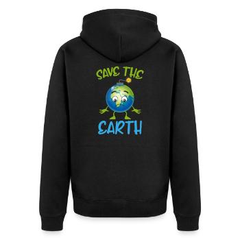 Environment Climate Protection Slogan Save the Earth - Unisex Premium Organic Zip Hoodie - black - Back - Nico (187cm)