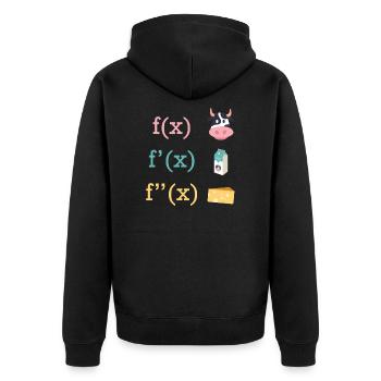 Math Fun Cow Milk Cheese Derivation - Unisex Premium Organic Zip Hoodie - black - Back - Nico (187cm)