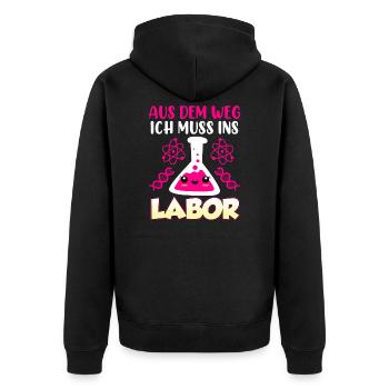 Aus dem Weg ich muss in das Labor Laborant - Unisex Premium Bio Zip Hoodie - Schwarz - Hinten - Nico (187cm)