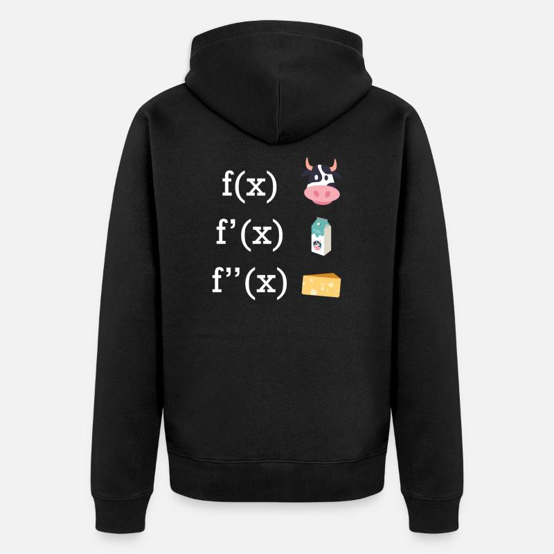Facture infinitésimale vache fromage lait prof de maths - Veste à capuche bio Premium Unisexe - noir