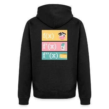 Mathematician joke derivation of cow milk cheese - Unisex Premium Organic Zip Hoodie - black - Back - Nico (187cm)
