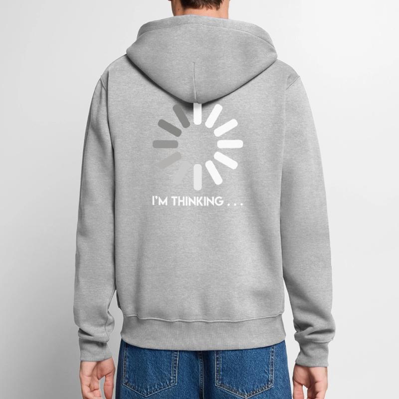 Programmeur blague je pense à coder Veste à capuche bio Premium Unisexe