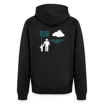 Coder Software Entwickler Witz Cloud Linux Server - Unisex Premium Bio Zip Hoodie - Schwarz - Hinten - Nico (187cm)