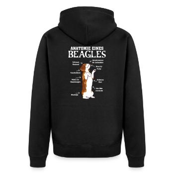 Anatomie eines Beagles Hundehalter Beagle - Unisex Premium Bio Zip Hoodie - Schwarz - Hinten - Nico (187cm)