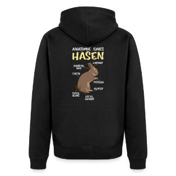 Anatomy of a rabbit rabbit rodent - Unisex Premium Organic Zip Hoodie - black - Back - Nico (187cm)