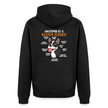 Anatomie eines Boston Terrier Hunde - Unisex Premium Bio Zip Hoodie - Schwarz - Hinten - Nico (187cm)