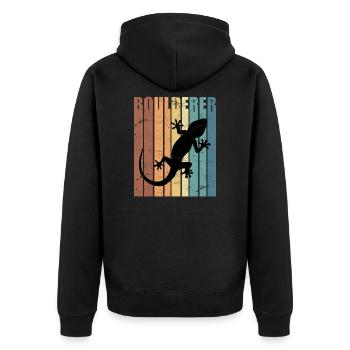 Boulderer Vintage Retro Boulder - Unisex Premium Organic Zip Hoodie - black - Back - Nico (187cm)