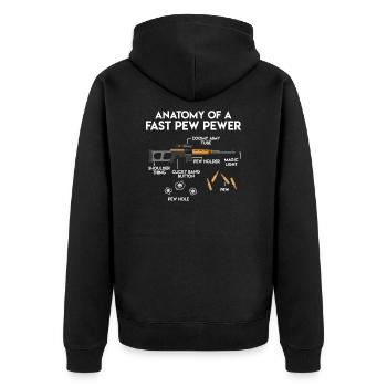Anatomy of a fast Pew Pewer Maschinengewehr - Unisex Premium Bio Zip Hoodie - Schwarz - Hinten - Nico (187cm)