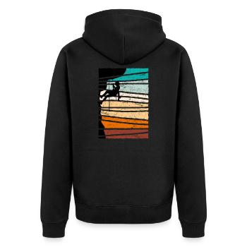 Bergsteiger Kletterer Vintage Felsklettern - Unisex Premium Bio Zip Hoodie - Schwarz - Hinten - Nico (187cm)