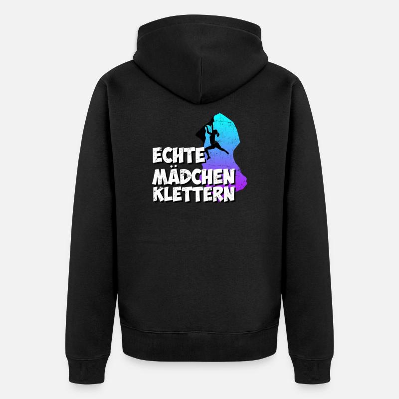 Echte Mädchen Klettern - Unisex Premium Bio Zip Hoodie - Schwarz