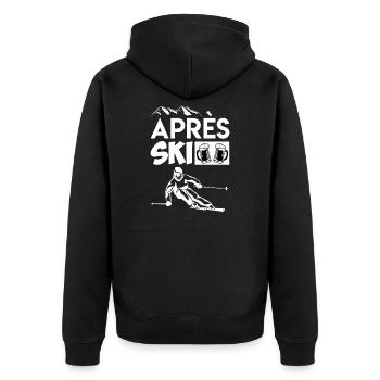 Vintage Apres Ski Skier Ski Holiday - Unisex Premium Organic Zip Hoodie - black - Back - Nico (187cm)