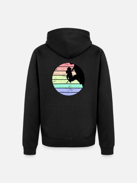 Kalliokiipeily vapaa kiipeily boulder vuosikerta - Premium unisex luomu-huppari vetoketjulla - musta