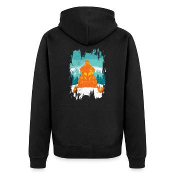 Schneemobil Motorschlitten Winter Motorsport - Unisex Premium Bio Zip Hoodie - Schwarz - Hinten - Nico (187cm)