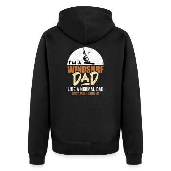 Windsurfer Papa Geschenk Windsurfing Dad Spruch - Unisex Premium Bio Zip Hoodie - Schwarz - Hinten - Nico (187cm)