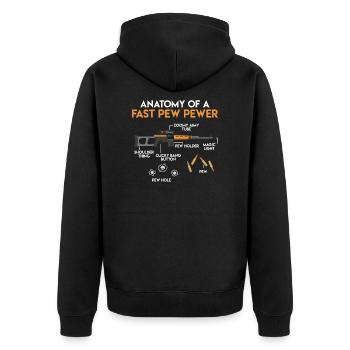 Anatomy of a fast Pew Pewer Waffen - Unisex Premium Bio Zip Hoodie - Schwarz - Hinten - Nico (187cm)