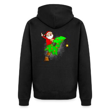 Anti Weihnachten Tannenbaum Nikolaus Mittelfinger - Unisex Premium Bio Zip Hoodie - Schwarz - Hinten - Nico (187cm)
