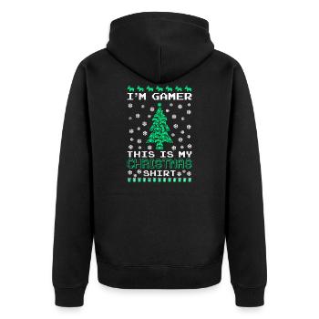 Gamer Christmas Shirt Weihnachten Gaming - Unisex Premium Bio Zip Hoodie - Schwarz - Hinten - Nico (187cm)