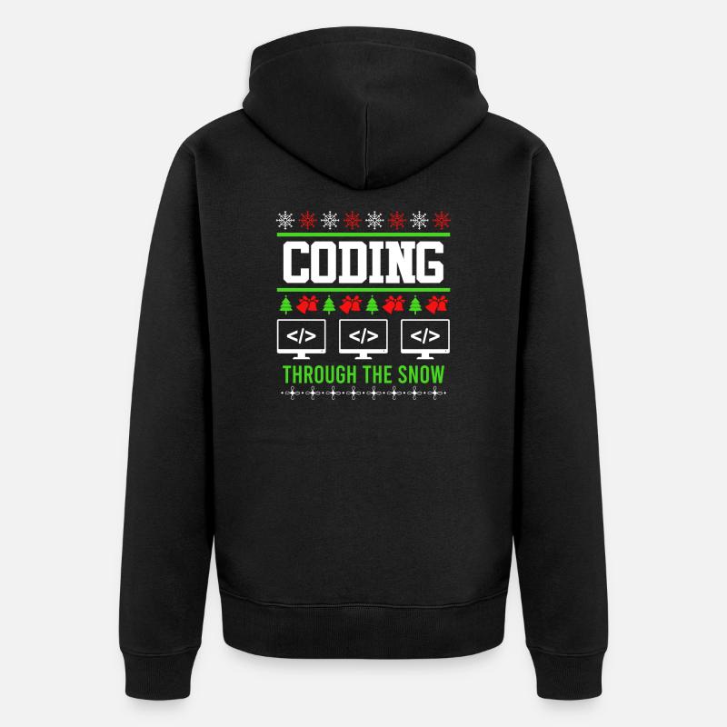 Programmeur Noël Ugly Christmas Coding - Veste à capuche bio Premium Unisexe - noir