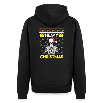 Heavy Christmas Skelett Totenkopf Ugly Christmas - Unisex Premium Bio Zip Hoodie - Schwarz - Hinten - Nico (187cm)