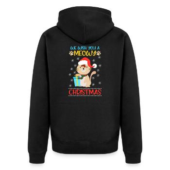 Cats Christmas Meowy Christmas - Unisex Premium Organic Zip Hoodie - black - Back - Nico (187cm)