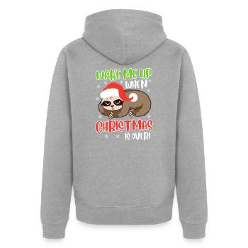 Anti-Christmas Faultier Anti-Weihnachten - Unisex Premium Bio Zip Hoodie - Grau meliert - Hinten - Nico (187cm)