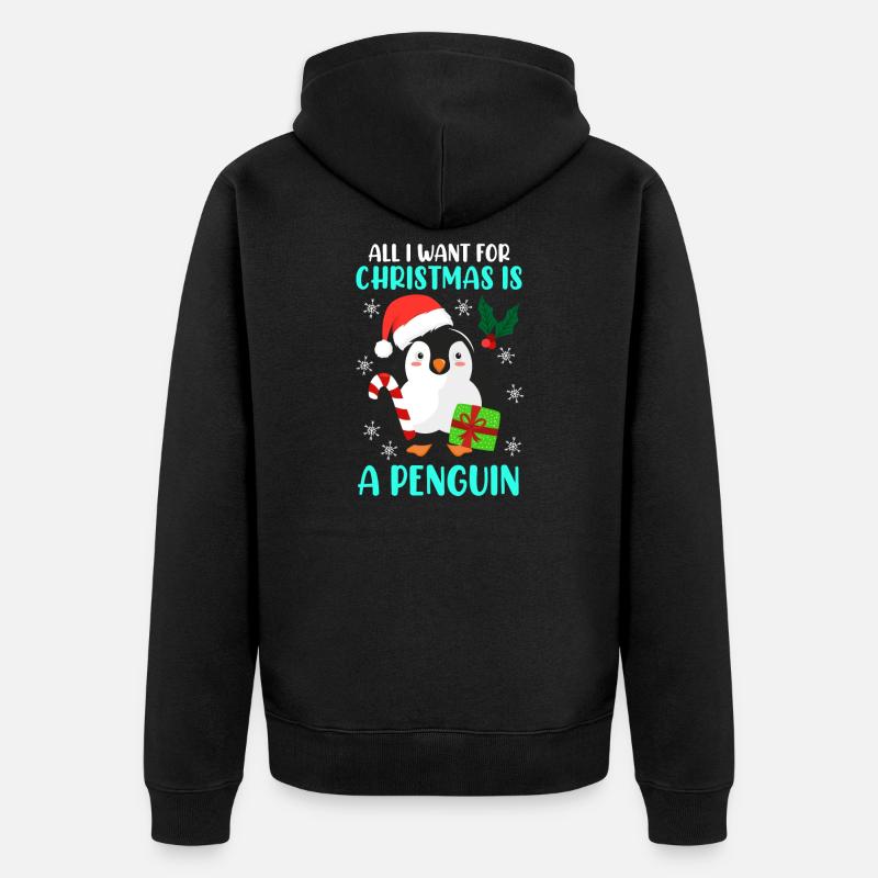 Vœu de Noël Pingouin Noël - Veste à capuche bio Premium Unisexe - noir