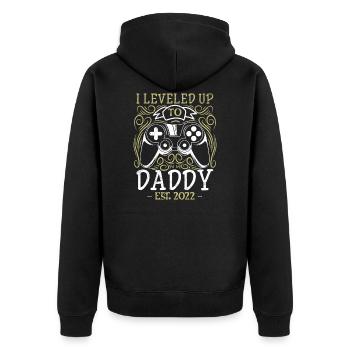 Gaming Vater werdender Papa 2022 Leveld up - Unisex Premium Bio Zip Hoodie - Schwarz - Hinten - Nico (187cm)