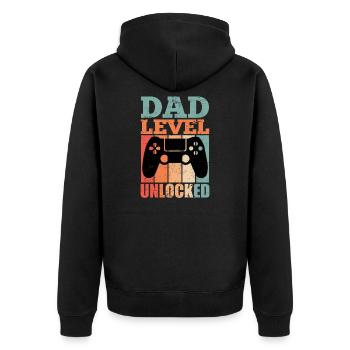 Gaming Vater werdender Papa 2022 - Unisex Premium Bio Zip Hoodie - Schwarz - Hinten - Nico (187cm)
