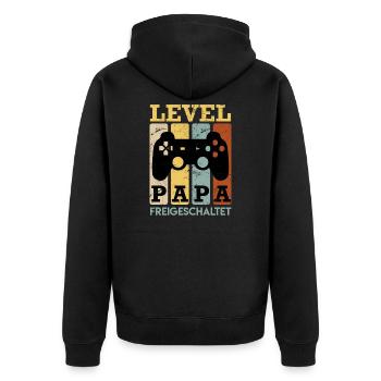 Gaming Vater werdender Papa 2022 Vatertag - Unisex Premium Bio Zip Hoodie - Schwarz - Hinten - Nico (187cm)