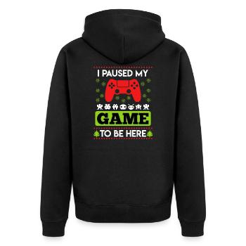 Gamer Heiligabend Weihnachten Gaming Spruch - Unisex Premium Bio Zip Hoodie - Schwarz - Hinten - Nico (187cm)