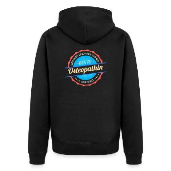 Beste Osteopatin der Welt Homöopathin - Unisex Premium Bio Zip Hoodie - Schwarz - Hinten - Nico (187cm)