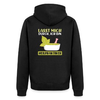 Lasst mich durch ich bin Heilpraktiker Osteopathie - Unisex Premium Bio Zip Hoodie - Schwarz - Hinten - Nico (187cm)