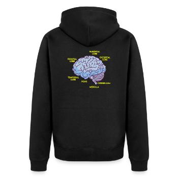 Anatomie eines Gehirns - Unisex Premium Bio Zip Hoodie - Schwarz - Hinten - Nico (187cm)
