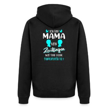 Zwillingsmama mit Superkräften Muttertag - Unisex Premium Bio Zip Hoodie - Schwarz - Hinten - Nico (187cm)