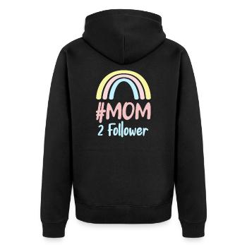 Schwanger mit Zwillingen Zwillingsmutter Mama 2022 - Unisex Premium Bio Zip Hoodie - Schwarz - Hinten - Nico (187cm)