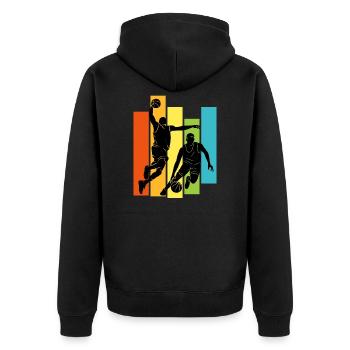 Joueur de basket-ball Dunking Basketball - Veste à capuche bio Premium Unisexe - noir - Dos - Nico (187cm)