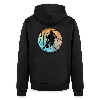 Joueur de basket-ball rétro vintage - Veste à capuche bio Premium Unisexe - noir - Dos - Nico (187cm)