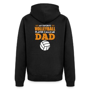 Volleyball Child Father Saying Volleyball - Unisex Premium Organic Zip Hoodie - black - Back - Nico (187cm)