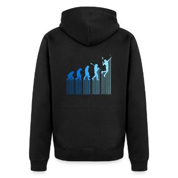 Badmintonspieler Evolution Affe Mensch Entwicklung - Unisex Premium Bio Zip Hoodie - Schwarz - Hinten - Nico (187cm)