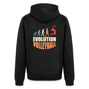 Volleyballer Evolution Volleyball - Unisex Premium Bio Zip Hoodie - Schwarz - Hinten - Nico (187cm)