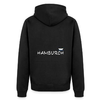 Hambourg Hamburg Bateau en papier Mer du Nord Côte Fun - Veste à capuche bio Premium Unisexe - noir - Dos - Nico (187cm)