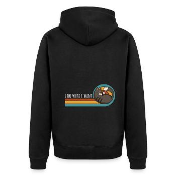 Cat funny saying - Unisex Premium Organic Zip Hoodie - black - Back - Nico (187cm)