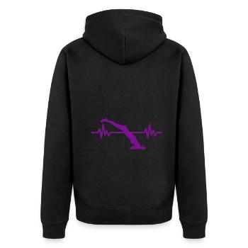 Heartbeat Swimmer - Diver Water Sports Athlete - Unisex Premium Organic Zip Hoodie - black - Back - Nico (187cm)